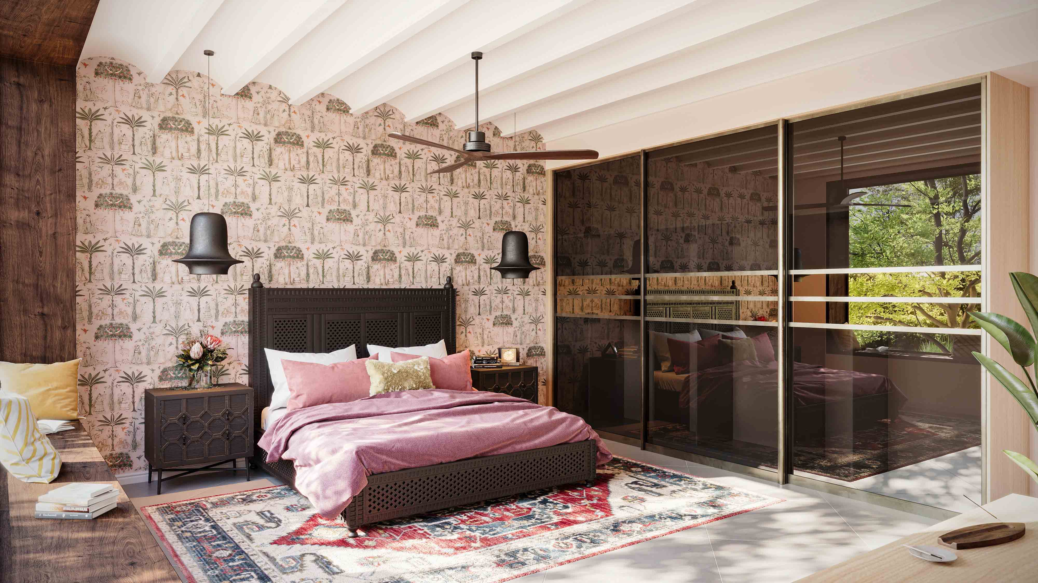 Indian Revival bedroom